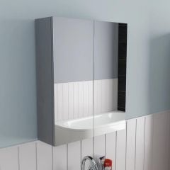 Lifestyle of Bathrooms by Trading Depot Dahlia Double Door Mirror Cabinet - Grey Ash - TDBT96079