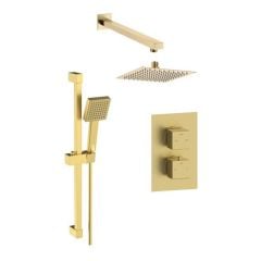 Bathrooms by Trading Depot Square Thermostatic Shower Pack - Brushed Brass - TDBT108089