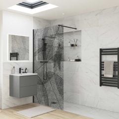 Bathrooms by Trading Depot Calder 1200mm Leaf Design Wetroom Panel - Black - TDBT100612