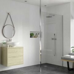 Bathrooms by Trading Depot Calder 700mm Wetroom Panel & Floor-to-Ceiling Pole - TDBT103391