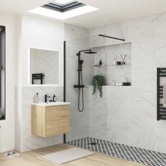 Bathrooms by Trading Depot Calder 760mm Wetroom Panel & Support Bar - Black - TDBT107539