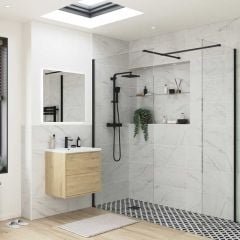 Bathrooms by Trading Depot Calder 700mm Wetroom Side Panel & Arm - Black - TDBT107547