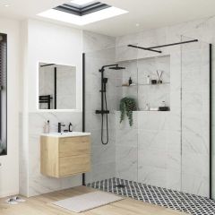 Bathrooms by Trading Depot Calder 900mm Wetroom Side Panel & Arm - Black - TDBT107550