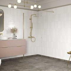 Bathrooms by Trading Depot Calder 500mm Wetroom Panel & Support Bar - Brushed Brass - TDBT107561
