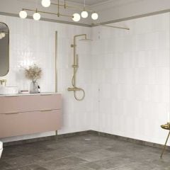 Bathrooms by Trading Depot Calder 800mm Wetroom Panel & Support Bar - Brushed Brass - TDBT107564