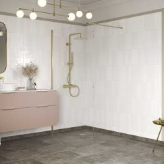 Bathrooms by Trading Depot Calder 1400mm Wetroom Panel & Support Bar - Brushed Brass - TDBT107568