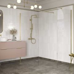 Bathrooms by Trading Depot Calder 500mm Wetroom Side Panel & Arm - Brushed Brass - TDBT107570