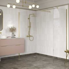 Bathrooms by Trading Depot Calder 700mm Wetroom Side Panel & Arm - Brushed Brass - TDBT107571
