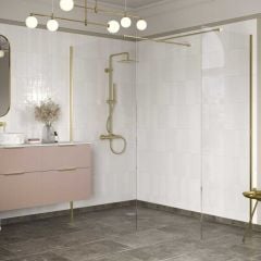 Bathrooms by Trading Depot Calder 760mm Wetroom Side Panel & Arm - Brushed Brass - TDBT107572