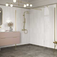 Bathrooms by Trading Depot Calder 800mm Wetroom Side Panel & Arm - Brushed Brass - TDBT107573
