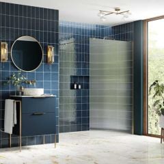 Bathrooms by Trading Depot Calder 800mm Fluted Wetroom Panel & Side Panel Arm - Brushed Brass - TDBT107582