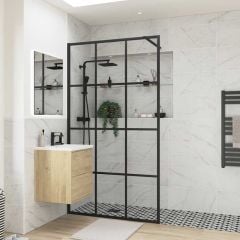 Bathrooms by Trading Depot Calder 1200mm Framed Wetroom Panel - Black - TDBT96131