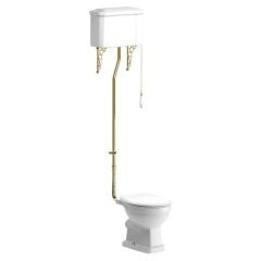 Bathrooms by Trading Depot Conway High Level WC With Brushed Brass Finish & Soft Close Seat - TDBT106871