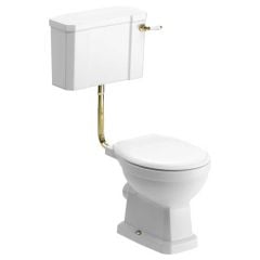Bathrooms by Trading Depot Conway Low Level WC With Brushed Brass Finish & Soft Close Seat - TDBT106872
