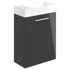 Bathrooms by Trading Depot Bay 410mm Wall Hung Vanity Unit With Basin - Anthracite Gloss - TDBT103319