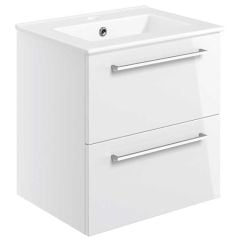 Bathrooms by Trading Depot Bay 510mm Wall Hung Vanity Unit With Basin - White Gloss - TDBT103323