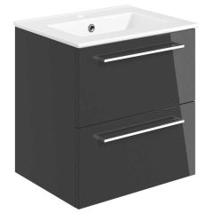 Bathrooms by Trading Depot Bay 510mm Wall Hung Vanity Unit With Basin - Anthracite Gloss - TDBT103325
