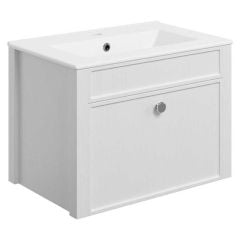 Bathrooms by Trading Depot Pacifica 605mm Wall Hung Vanity Unit With Basin - Satin White Ash - TDBT104061
