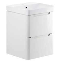 Bathrooms by Trading Depot Cascade 500mm Wall Hung Cloakroom Unit With Basin - White Gloss - TDBT96036