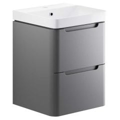 Bathrooms by Trading Depot Cascade 500mm Wall Hung Cloakroom Unit With Basin - Matt Grey - TDBT96037