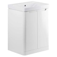 Bathrooms by Trading Depot Cascade 605mm Floor Standing Vanity Unit With Basin - White Gloss - TDBT96045