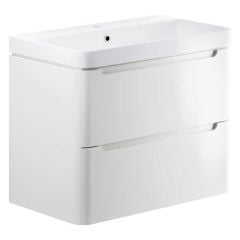Bathrooms by Trading Depot Cascade 805mm Wall Hung Vanity Unit With Basin - White Gloss - TDBT96048