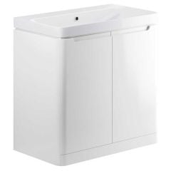 Bathrooms by Trading Depot Cascade 805mm Floor Standing Vanity Unit With Basin - White Gloss - TDBT96051