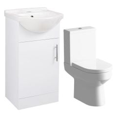 Bathrooms by Trading Depot Wade 450mm Vanity Unit & Close Coupled Toilet - White Gloss - TDBT107166