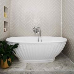 BC Designs Casini Cian® Solid-Surface Bath 1680mm x 735mm - White - BAB035