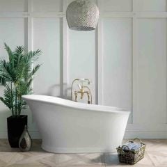 BC Designs Cian Slipper Bath 1590x785mm - Silk Matt White - BAB052
