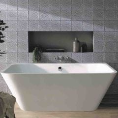BC Designs Ancora Back-to-Wall 1500x720mm Bath with Waste - Gloss White - BAS023