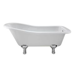 BC Designs Fordham 1500mm Slipper Bath with Feet Set 1 - Polished White - BAU015