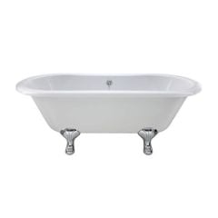 BC Designs Elmstead 1500mm Double Ended Bath with Feet Set 1 & Overflow - Polished White - BAU035