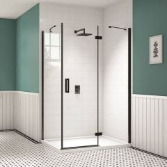 Merlyn Black Hinge and Inline Shower Door 900mm - BLKH900REC