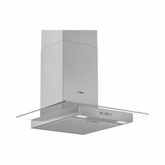 Bosch Series 2 DWG64BC50B 60cm Chimney Cooker Hood - Brushed Steel - Mounted Front Side View