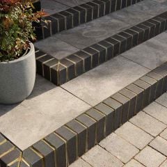 Brett Geoceramica® Marmostone Porcelain Paving Square 40mm Flags Pack of 28 - Grey - GCMB40GY