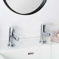 Bristan Clio 2 Hole Basin Bathroom Taps - Chrome - CLI 1/2 C