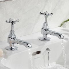 Bristan 1901 2 Hole Basin Bathroom Taps - Chrome - N 1/2 C CD