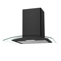 Candy CGM60NN 60cm Wall-Mounted Curved Glass Chimney Cooker Hood - Black steel & Glass