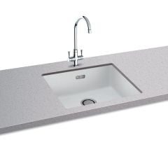 Carron Phoenix Haven 100 1 Bowl Undermount Kitchen Sink - Polar White - Fitted Top Front View