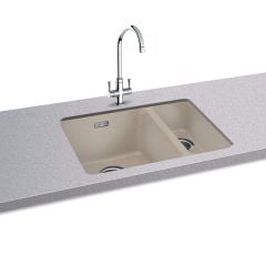 Carron Phoenix Haven 150-16 1.5 Bowl Undermount Kitchen Sink - Coffee - Fitted Front Top View