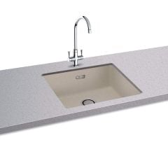 Carron Phoenix Haven 100 1 Bowl Undermount Kitchen Sink - Coffee - Fitted Top Front View