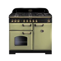 Rangemaster Classic Deluxe 100 Dual Fuel Olive Green Brass - CDL100DFFOG/B
