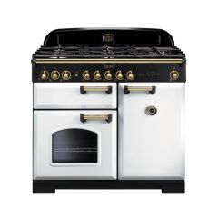 Rangemaster Classic Deluxe 100 Dual Fuel White Brass - CDL100DFFWH/B