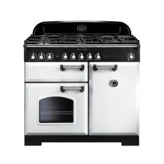Rangemaster Classic Deluxe 100 Dual Fuel White Chrome - CDL100DFFWH/C