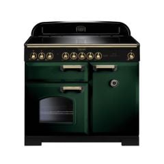 Rangemaster Classic Deluxe 100 Electric Range Cooker Green Brass - CDL100EIRG/B