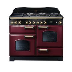 Rangemaster Classic Deluxe 110 Dual Fuel Cranberry Brass - CDL110DFFCY/B