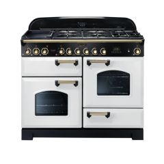 Rangemaster 112940 Classic Deluxe 110 Dual Fuel White Brass - CDL110DFFWH/B