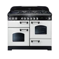 Rangemaster Classic Deluxe 110 Dual Fuel White Chrome - CDL110DFFWH/C