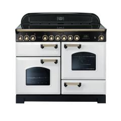 Rangemaster Classic Deluxe 110 Electric Range Cooker White Brass - CDL110ECWH/B